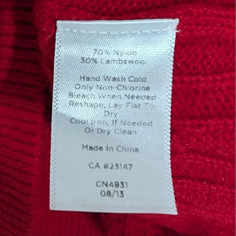 Talbots Cable Knit Sweater Womens Size XL Red Lambswool Blend Button Detail Knit